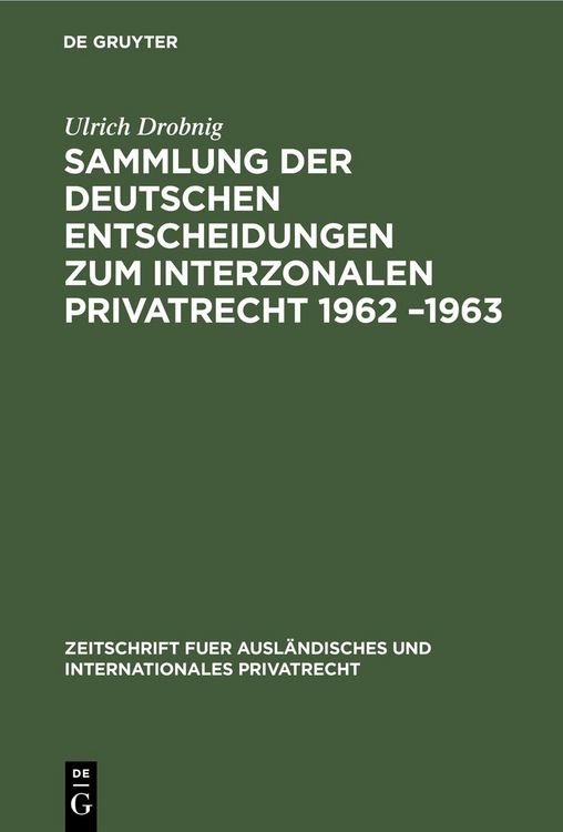 Produktbild: Sammlung der deutschen Entscheidungen zum interzonalen Privatrecht 1962 -1963