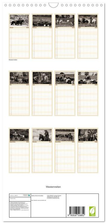 Produktbild: Familienplaner 2026 - Westernreiten mit 5 Spalten (Wandkalender, 21 x 45 cm) CALVENDO