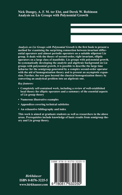 Produktbild: Analysis on Lie Groups with Polynomial Growth