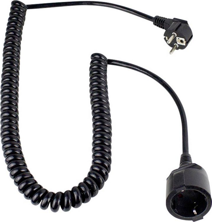 Produktbild: AS Schwabe 70410 Strom Verl&auml;ngerungskabel 16A Schwarz 2.50m H05VV-F 3G 1,5mm&sup2; Spiralkabel