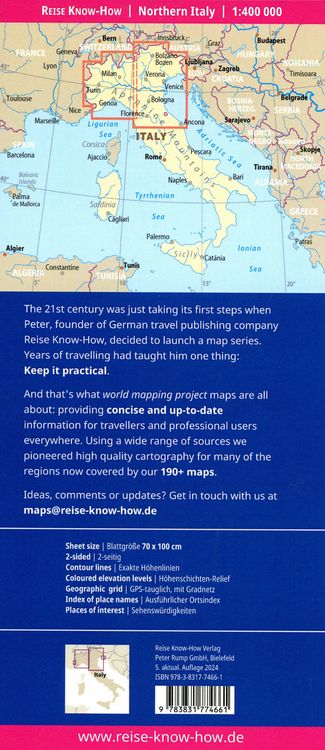 Produktbild: Reise Know-How Landkarte Italien, Nord / Northern Italy (1:400.000)