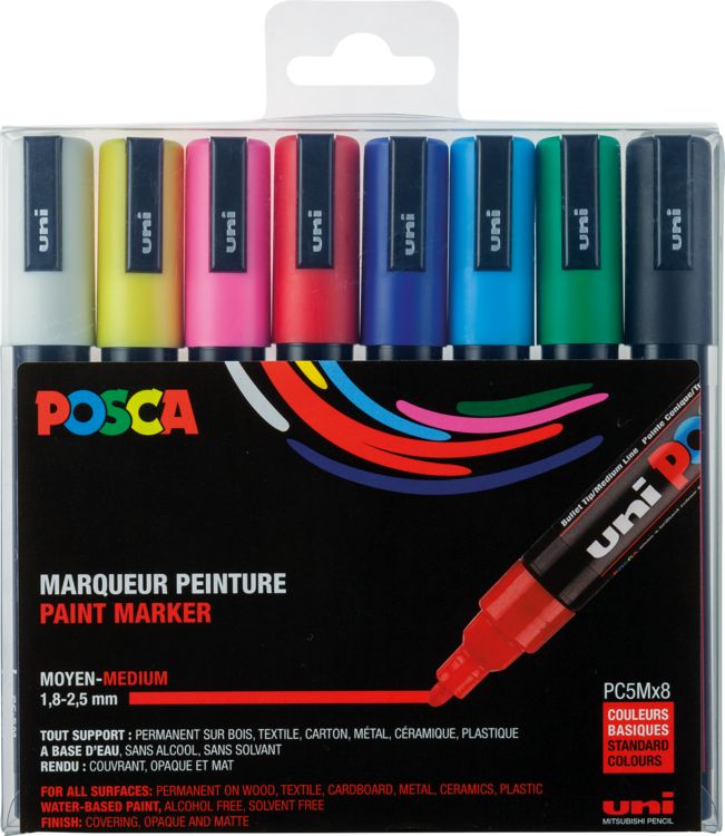 Produktbild: uni-ball Marker POSCA PC-5M Grundfarben 8er Set