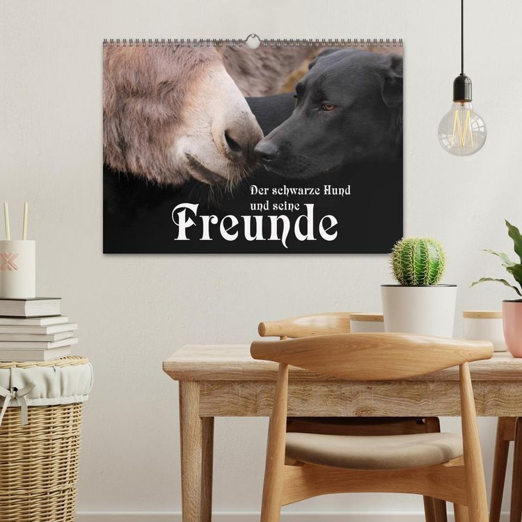 Produktbild: Der schwarze Hund und seine Freunde (Wandkalender 2026 DIN A3 quer), CALVENDO Monatskalender