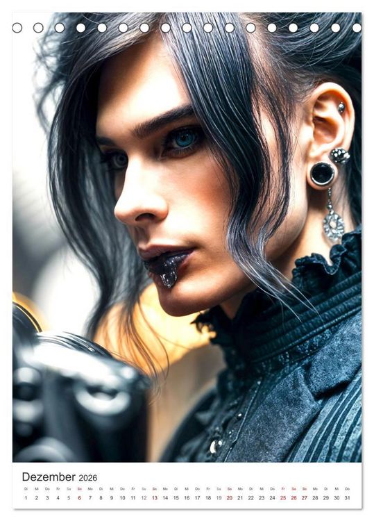 Produktbild: Schatten und Stil - KI M&auml;nner im Gothic Stil (Tischkalender 2026 DIN A5 hoch), CALVENDO Monatskalender