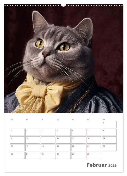 Produktbild: Royale Katzen Portraits (hochwertiger Premium Wandkalender 2026 DIN A2 hoch), Kunstdruck in Hochglanz
