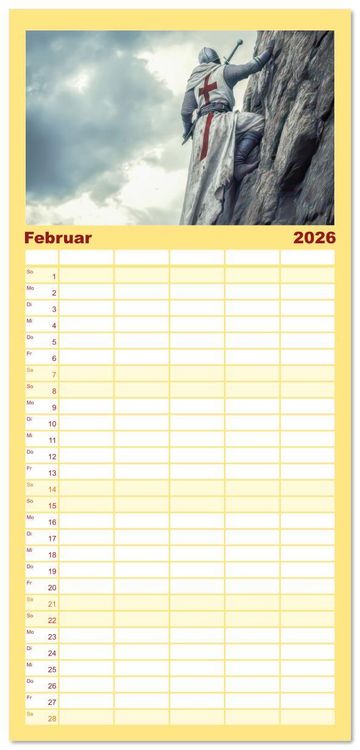 Produktbild: Familienplaner 2026 - Tempelritter - Ein m&auml;chtiger Ritterorden mit 5 Spalten (Wandkalender, 21 x 45 cm) CALVENDO