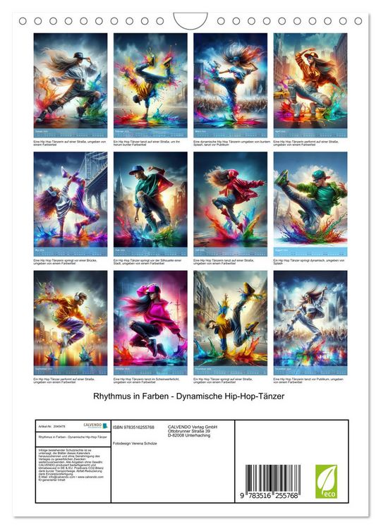 Produktbild: Rhythmus in Farben - Dynamische Hip-Hop-T&auml;nzer (Wandkalender 2026 DIN A4 hoch), CALVENDO Monatskalender