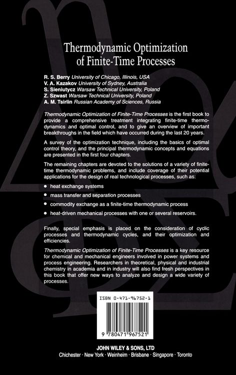 Produktbild: Thermodynamic Optimization Finite-Time