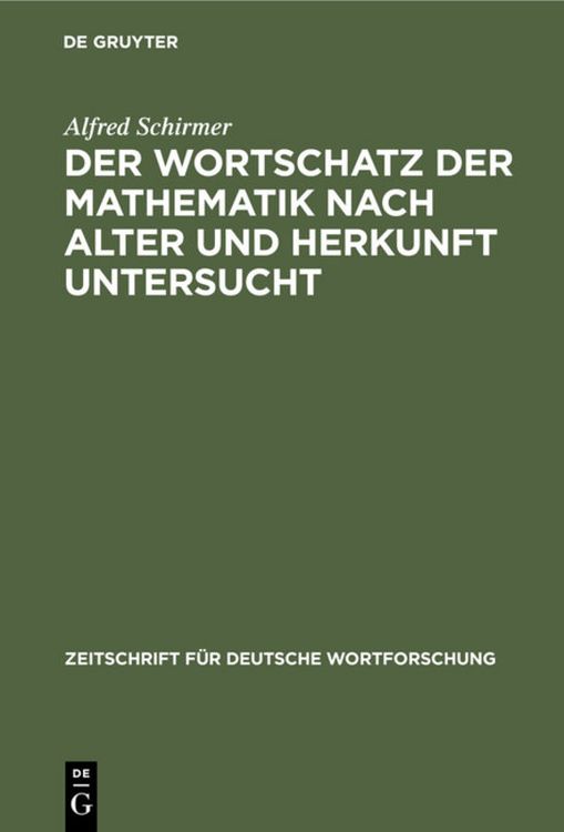 Produktbild: Der Wortschatz der Mathematik nach Alter und Herkunft untersucht