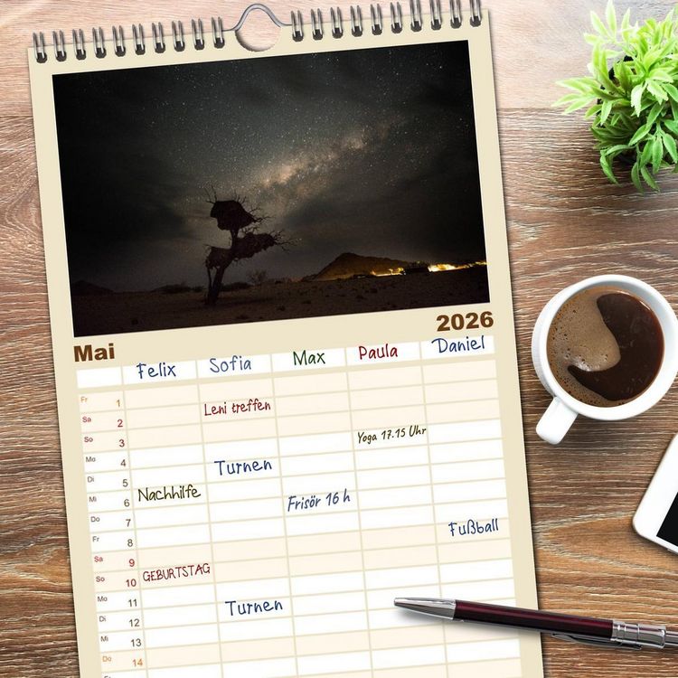 Produktbild: Familienplaner 2026 - Namibia - Sehnsucht der Ferne mit 5 Spalten (Wandkalender, 21 x 45 cm) CALVENDO