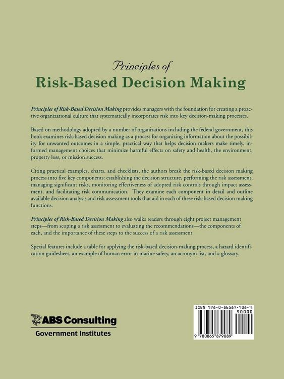 Produktbild: Principles of Risk-Based Decision Making