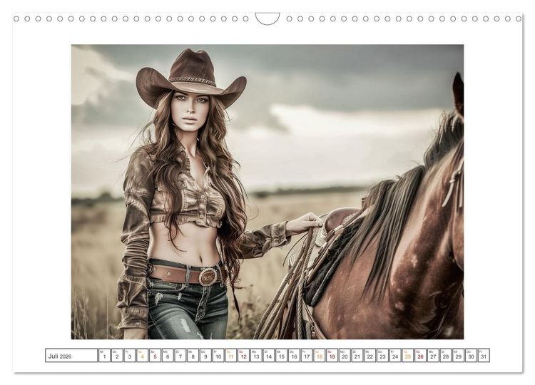 Produktbild: Sattel und Sinnlichkeit - Begegnungen mit den Verf&uuml;hrerischen Cowgirls (Wandkalender 2026 DIN A3 quer), CALVENDO Monatskalender