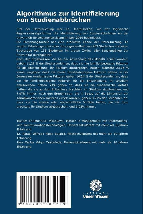 Produktbild: Algorithmus zur Identifizierung von Studienabbr&uuml;chen