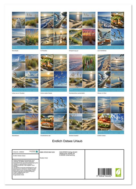 Produktbild: Endlich Ostsee Urlaub (Wandkalender 2026 DIN A3 hoch), CALVENDO Monatskalender