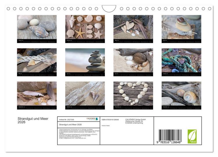 Produktbild: Strandgut und Meer 2026 (Wandkalender 2026 DIN A4 quer), CALVENDO Monatskalender