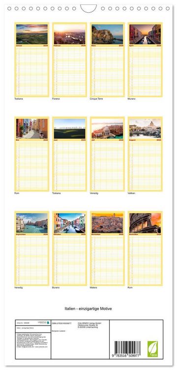 Produktbild: Familienplaner 2026 - Italien - einzigartige Motive mit 5 Spalten (Wandkalender, 21 x 45 cm) CALVENDO