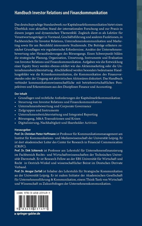 Produktbild: Handbuch Investor Relations und Finanzkommunikation
