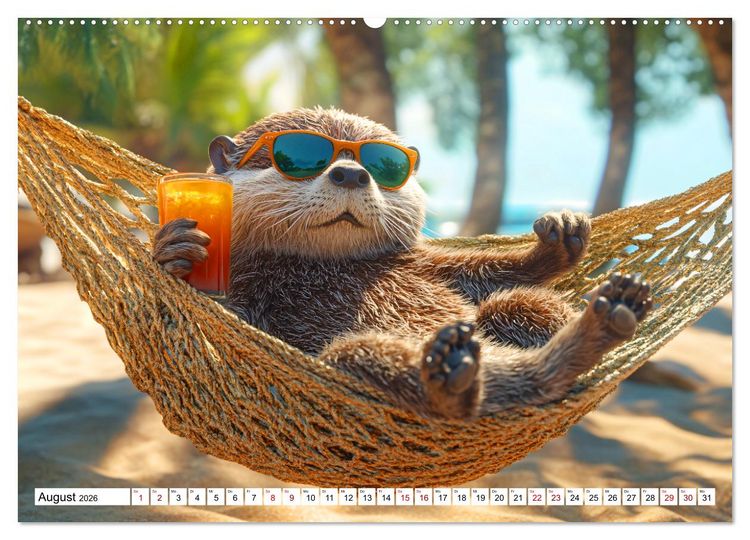 Produktbild: Otterwegs - 12 Monate tierischer Urlaubsspa&szlig; (hochwertiger Premium Wandkalender 2026 DIN A2 quer), Kunstdruck in Hochglanz