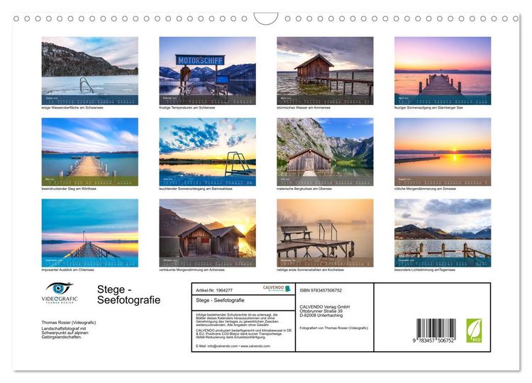 Produktbild: Stege - Seefotografie (Wandkalender 2026 DIN A3 quer), CALVENDO Monatskalender