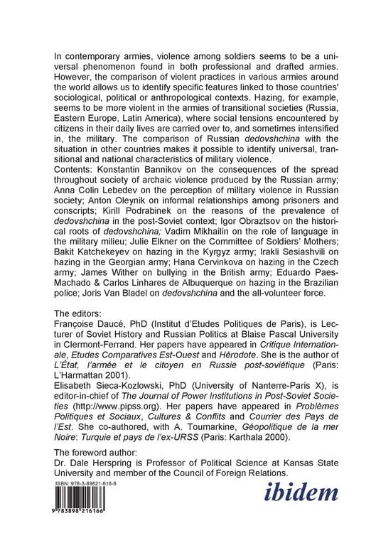 Produktbild: Dedovshchina in the Post-Soviet Military. Hazing of Russian Army Conscripts in a Comparative Perspective. With a foreword by Dale Herspring
