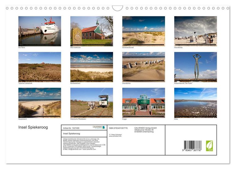 Produktbild: Insel Spiekeroog (Wandkalender 2026 DIN A3 quer), CALVENDO Monatskalender