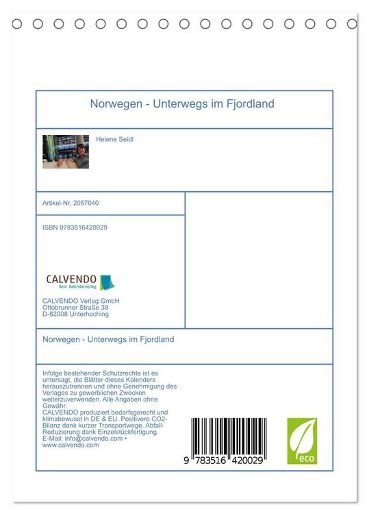 Produktbild: Norwegen - Unterwegs im Fjordland (Tischkalender 2026 DIN A5 hoch), CALVENDO Monatskalender