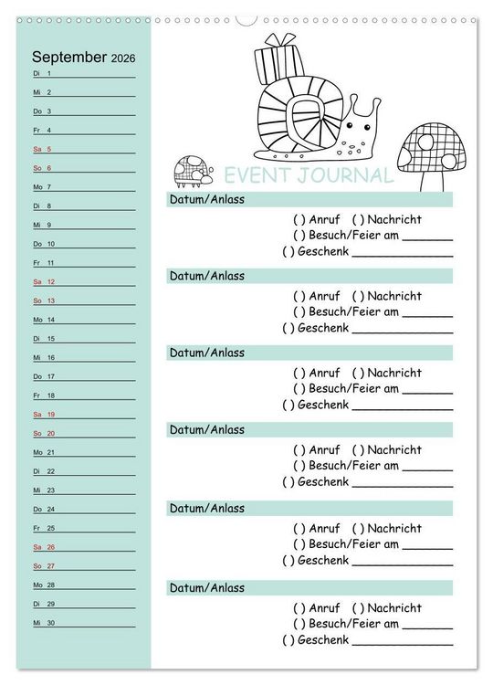 Produktbild: Geburtstagsplaner Doodle Tiere - F&uuml;r Termine, Geschenke, Eventdetails & mehr (hochwertiger Premium Wandkalender 2026 DIN A2 hoch), Kunstdruck in Hochglanz