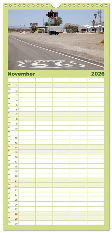 Produktbild: Familienplaner 2026 - Route 66 im S&uuml;dwesten mit 5 Spalten (Wandkalender, 21 x 45 cm) CALVENDO