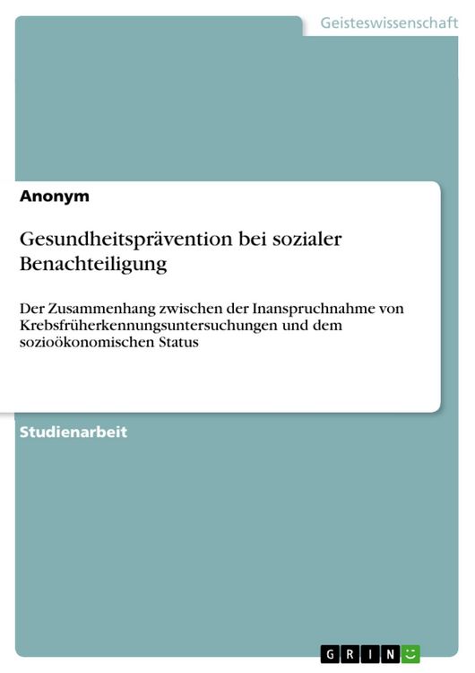 Produktbild: Gesundheitspr&auml;vention bei sozialer Benachteiligung