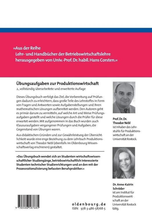 Produktbild: &Uuml;bungsaufgaben zur Produktionswirtschaft