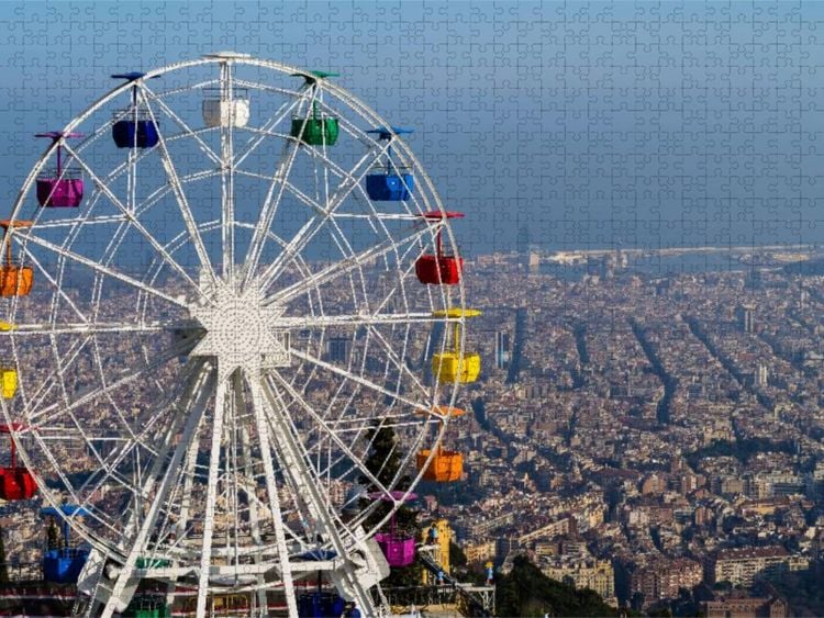 Produktbild: CALVENDO Puzzle Barcelona mit Riesenrad | 1000 Teile Lege-Gr&ouml;&szlig;e 64x48cm Foto-Puzzle f&uuml;r gl&uuml;ckliche Stunden