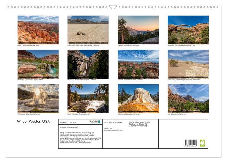 Produktbild: Wilder Westen USA (Wandkalender 2026 DIN A2 quer), CALVENDO Monatskalender
