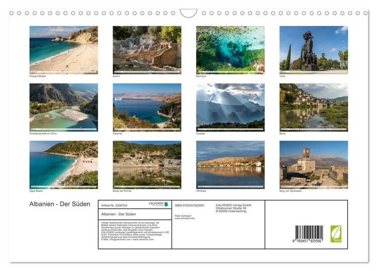 Produktbild: Albanien - Der S&uuml;den (Wandkalender 2026 DIN A3 quer), CALVENDO Monatskalender