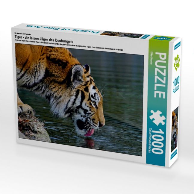 Produktbild: CALVENDO Puzzle Ein Motiv aus dem Kalender Tiger - die leisen J&auml;ger des Dschungels | 1000 Teile Lege-Gr&ouml;&szlig;e 64x48cm Foto-Puzzle f&uuml;r gl&uuml;ckliche Stunden