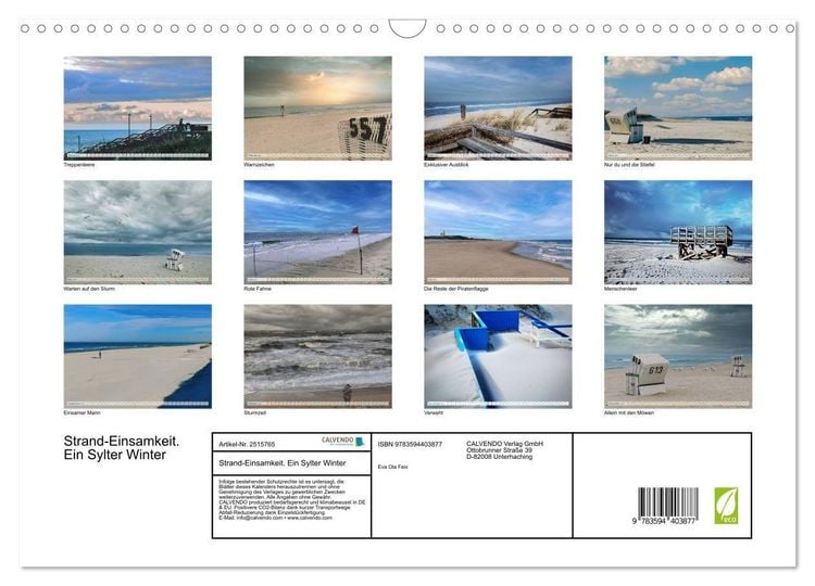 Produktbild: Strand-Einsamkeit. Ein Sylter Winter (Wandkalender 2027 DIN A3 quer), CALVENDO Monatskalender