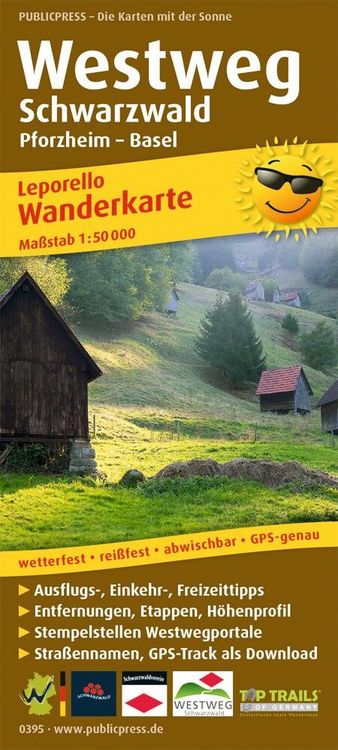 Produktbild: Wanderkarte Westweg Schwarzwald, Pforzheim - Basel 1 : 50 000