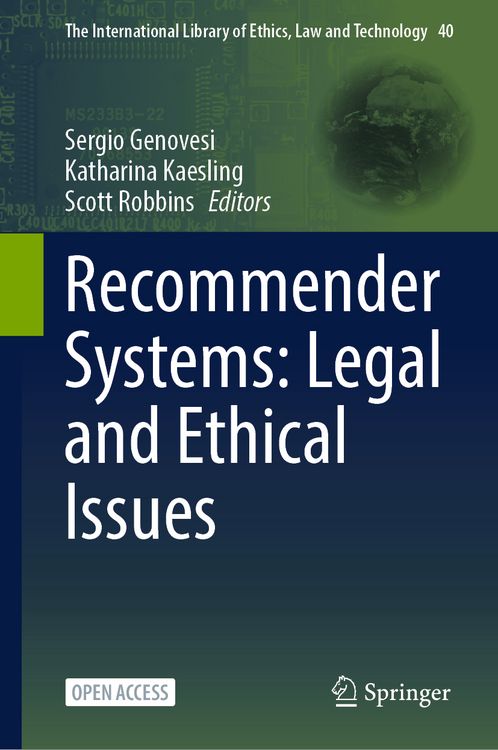 Produktbild: Recommender Systems: Legal and Ethical Issues
