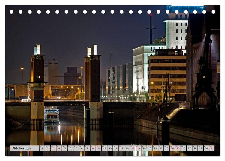 Produktbild: Es wird Nacht in Duisburg (Tischkalender 2026 DIN A5 quer), CALVENDO Monatskalender