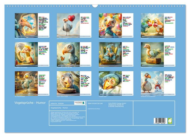 Produktbild: Vogelspr&uuml;che - Humor (Wandkalender 2026 DIN A2 quer), CALVENDO Monatskalender
