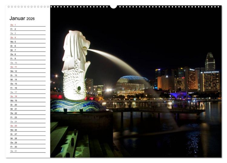 Produktbild: Singapur - Die Farben der Nacht (hochwertiger Premium Wandkalender 2026 DIN A2 quer), Kunstdruck in Hochglanz