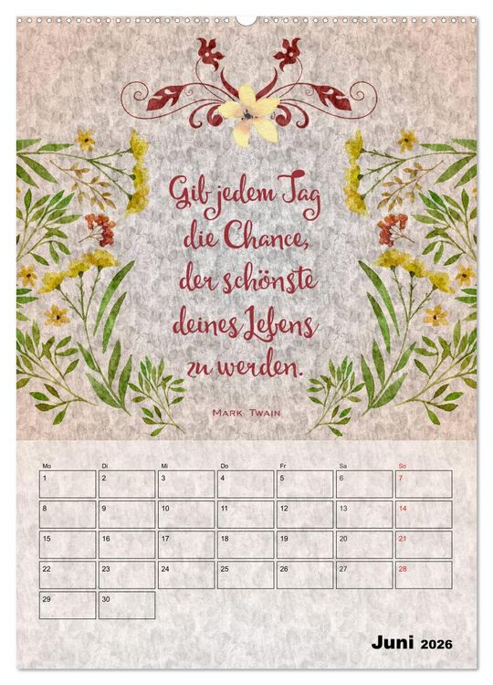 Produktbild: Lebensweisheiten zum Reflektieren (Wandkalender 2026 DIN A2 hoch), CALVENDO Monatskalender