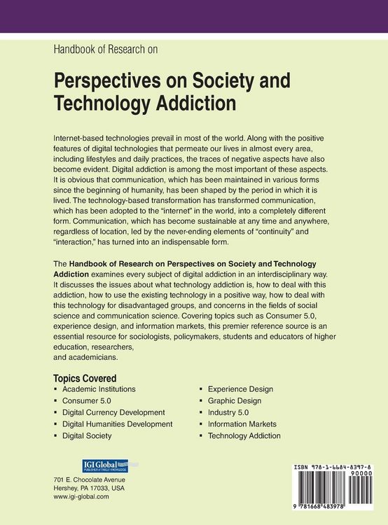 Produktbild: Handbook of Research on Perspectives on Society and Technology Addiction