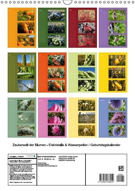 Produktbild: Zauberwelt der Blumen - Eiskristalle & Wasserperlen / Geburtstagskalender (Wandkalender immerw&auml;hrend DIN A3 hoch)