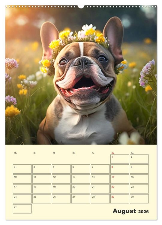 Produktbild: Lustige Flederm&auml;use. Franz&ouml;sische Bulldoggen bei der Freizeitgestaltung (Wandkalender 2026 DIN A2 hoch), CALVENDO Monatskalender