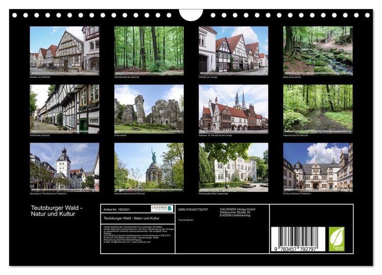 Produktbild: Teutoburger Wald - Natur und Kultur (Wandkalender 2026 DIN A4 quer), CALVENDO Monatskalender
