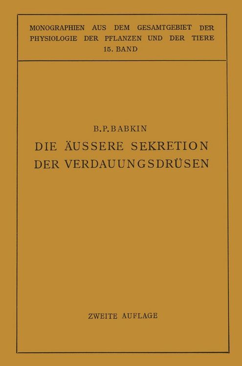 Produktbild: Die &Auml;ussere Sekretion der Verdauungsdr&uuml;sen