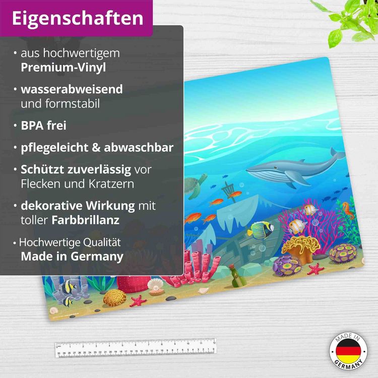 Produktbild: Cover-your-desk Schreibtischunterlage f&uuml;r Kinder Illustrierte Unterwasserwelt f&uuml;r Kinder, aus hochwertigem Vinyl , 60 x 40 cm