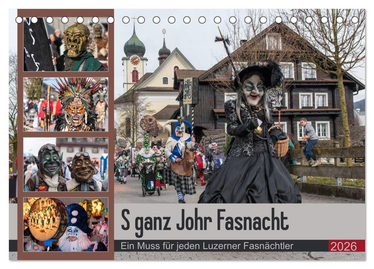 Produktbild: S ganz Johr Fasnacht (Tischkalender 2026 DIN A5 quer), CALVENDO Monatskalender