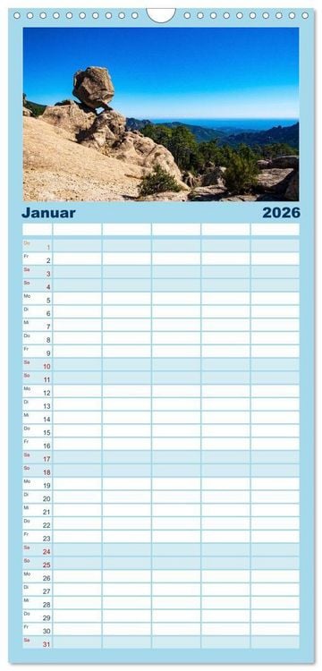 Produktbild: Familienplaner 2026 - Korsika Wild und Frei mit 5 Spalten (Wandkalender, 21 x 45 cm) CALVENDO