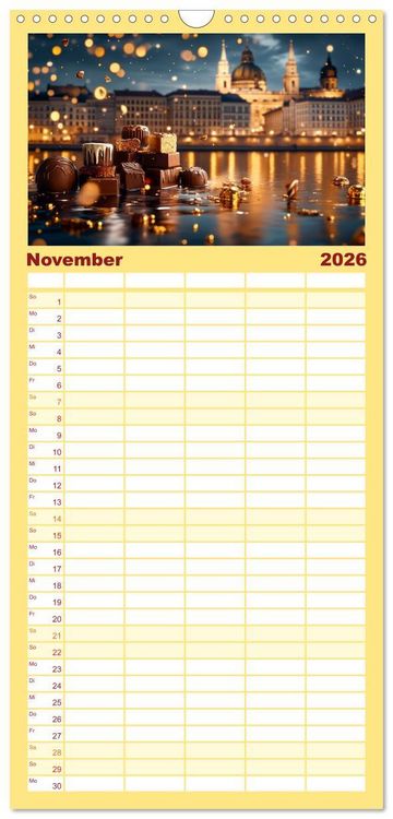 Produktbild: Familienplaner 2026 - S&uuml;&szlig;e Skyline Symphonie mit 5 Spalten (Wandkalender, 21 x 45 cm) CALVENDO